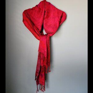 2/$13 Stunning Red and Purple Paisley Designed Oversized Scarf